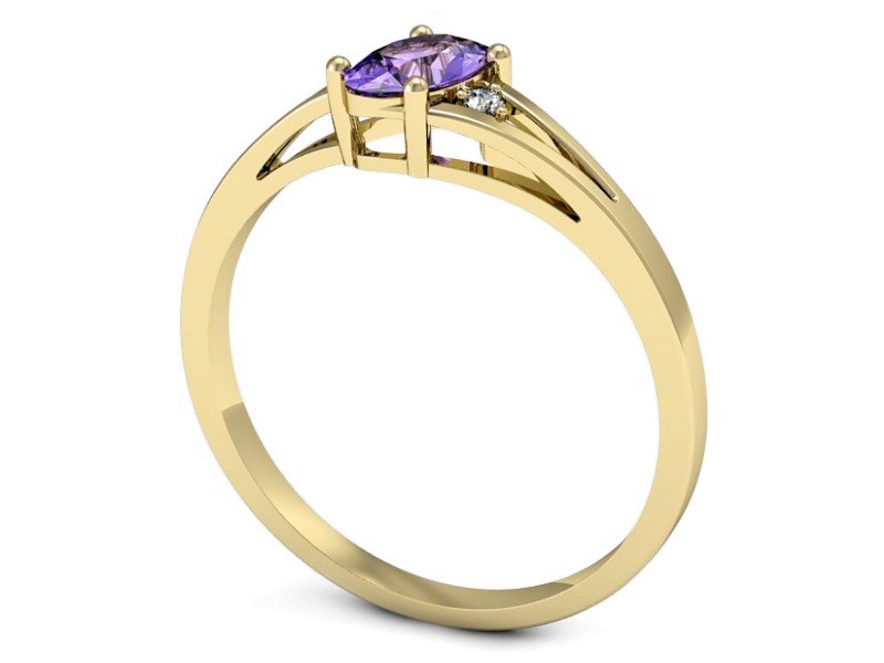 Pierścionek z tanzanitem i brylantami żółte złoto - p16192zt — zdjęcie 3