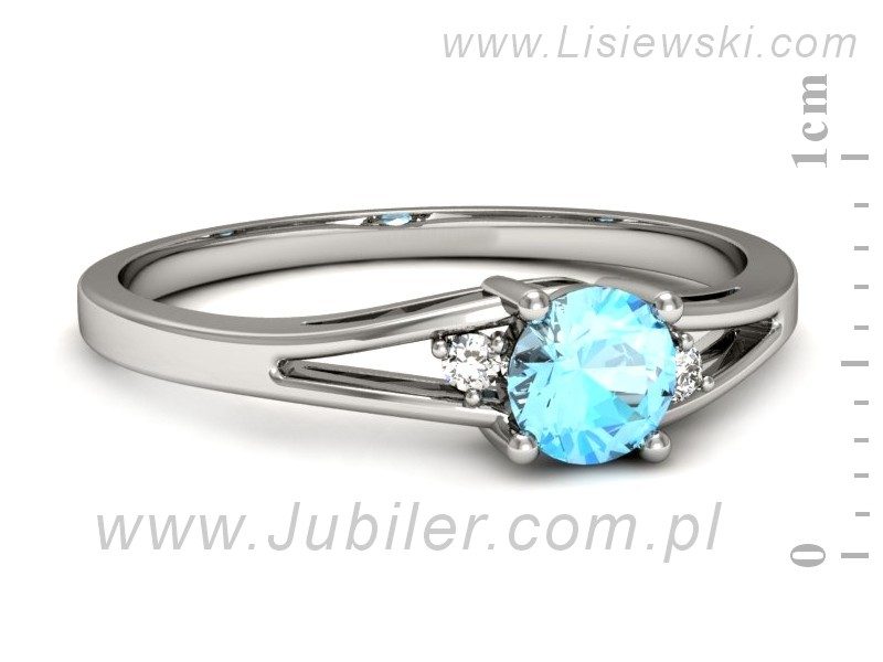 Złoty pierścionek z topazem i brylantami - p16193ba — zdjęcie 2