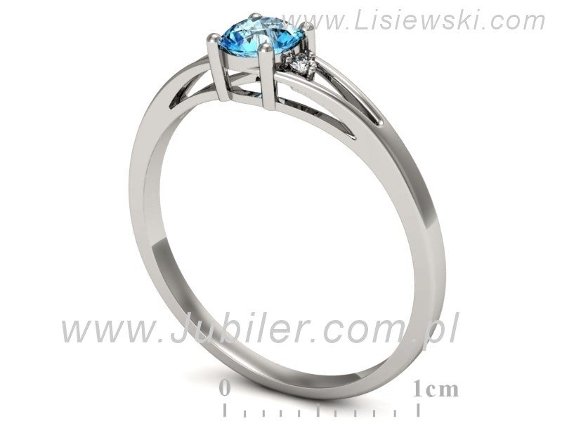 Złoty pierścionek z topazem i brylantami - p16193ba — zdjęcie 3