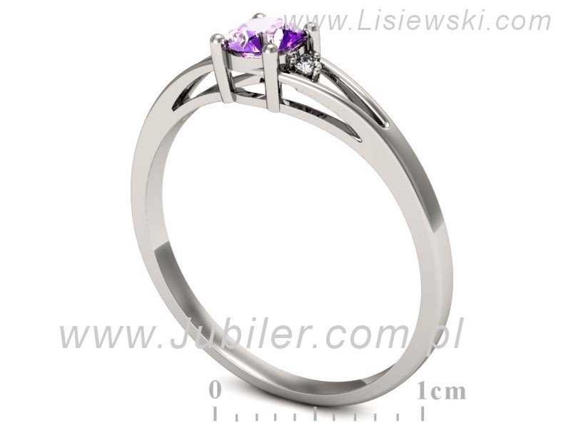 Pierścionek z ametystem i brylantami białe złoto - p16193bat — zdjęcie 3