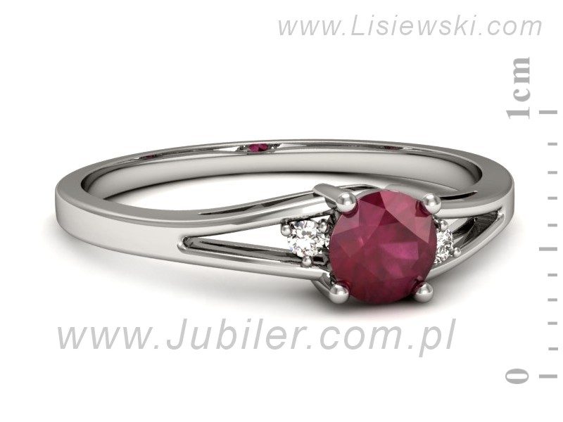 Pierścionek z rubinem i brylantami białe złoto - p16193br — zdjęcie 2