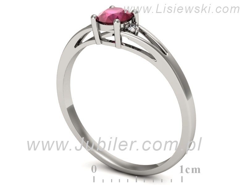 Pierścionek z rubinem i brylantami białe złoto - p16193br — zdjęcie 3