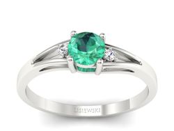 Złoty pierścionek ze szmaragdem i brylantami - p16193bsm