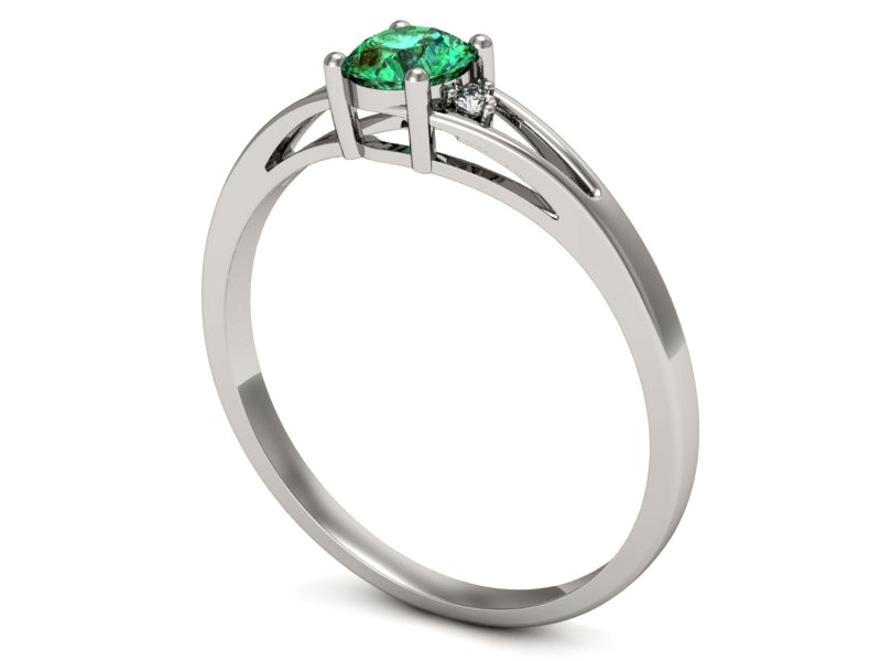 Złoty pierścionek ze szmaragdem i brylantami - p16193bsm — zdjęcie 3