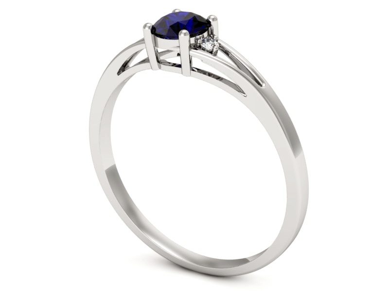 Pierścionek ze spinelem z brylantami białe złoto - p16193bsp — zdjęcie 3