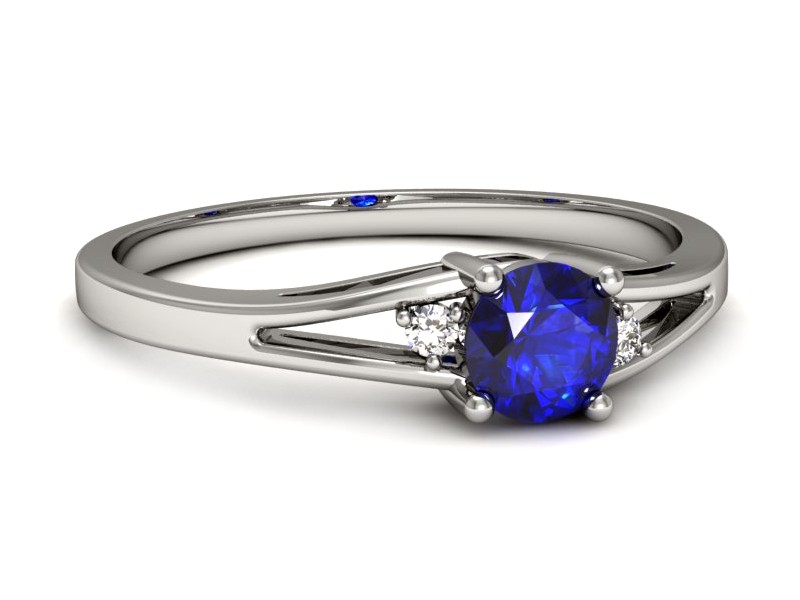 Pierścionek z szafirem i brylantami białe złoto - p16193bszc — zdjęcie 2