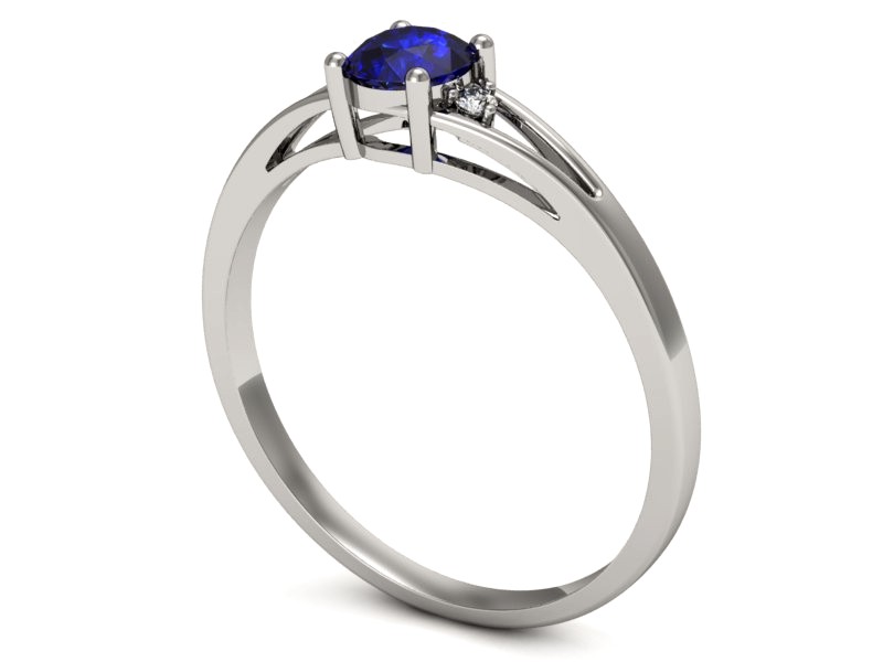 Pierścionek z szafirem i brylantami białe złoto - p16193bszc — zdjęcie 3
