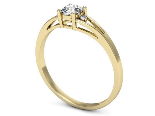 Złoty pierścionek z diamentami żółte złoto 585 - p16193z