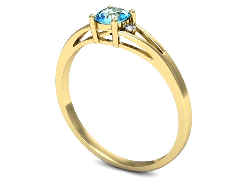 Złoty pierścionek z topazem i brylantami - p16193za — zdjęcie 3