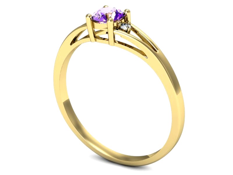 Pierścionek ametyst i brylanty żółte złoto - p16193zat — zdjęcie 3