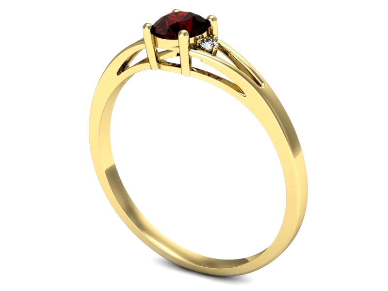Złoty pierścionek z granatem żółte złoto - p16193zgr — zdjęcie 3
