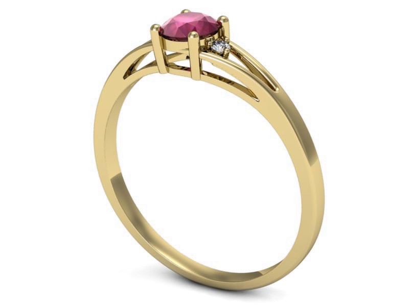 Pierścionek z rubinem i brylantami żółte złoto - p16193zr — zdjęcie 3