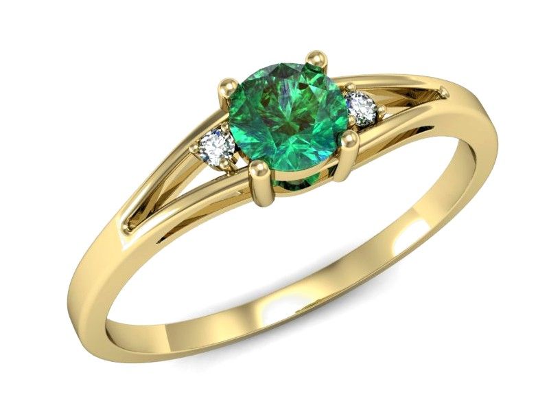 Złoty pierścionek ze szmaragdem z brylantami - p16193zsm
