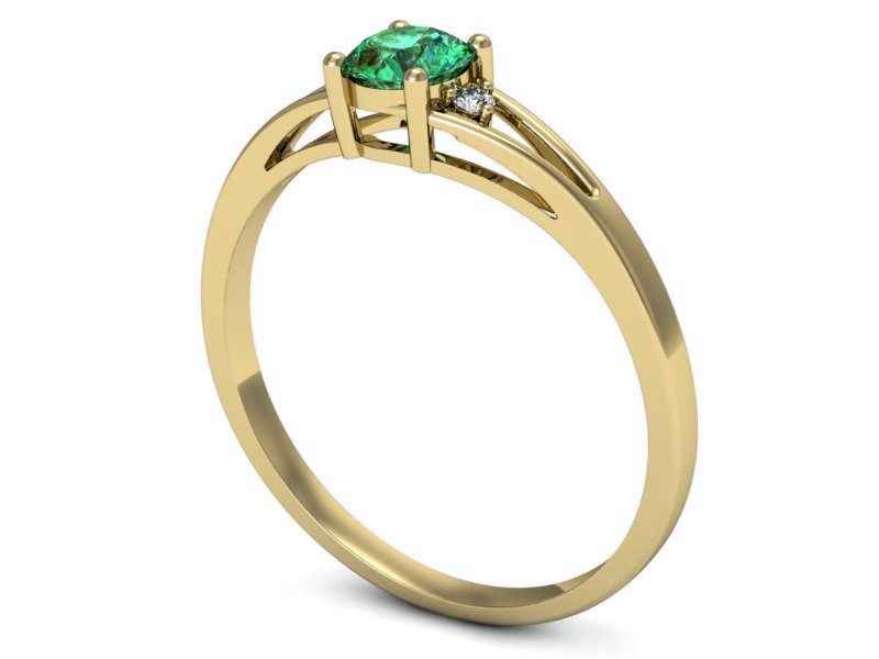 Złoty pierścionek ze szmaragdem z brylantami - p16193zsm — zdjęcie 3