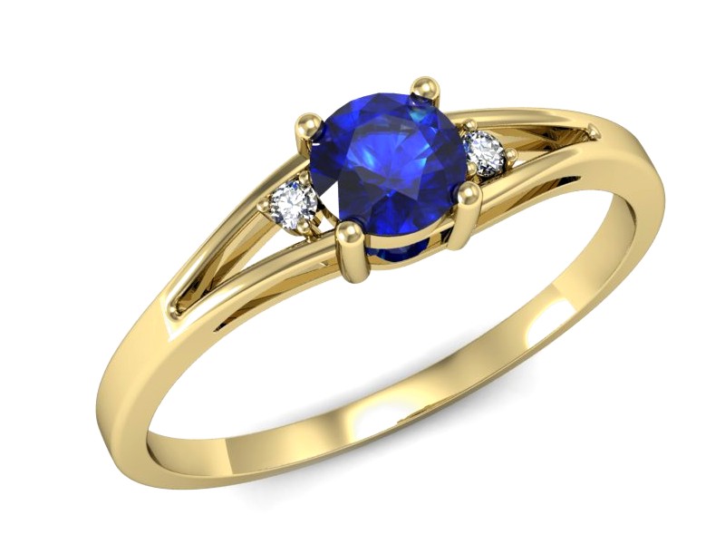 Złoty pierścionek z szafirem i brylantami - p16193zszc
