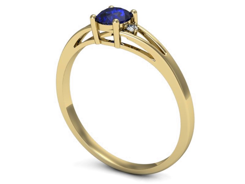 Złoty pierścionek z szafirem i brylantami - p16193zszc — zdjęcie 3