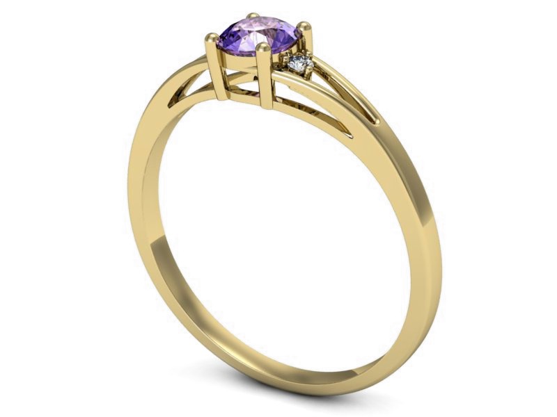Pierścionek z tanzanitem i brylantami żółte złoto - p16193zt — zdjęcie 3
