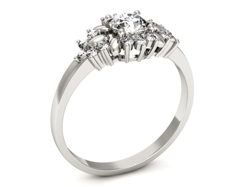 Złoty pierścionek z brylantami białe złoto - p16195b — zdjęcie 3