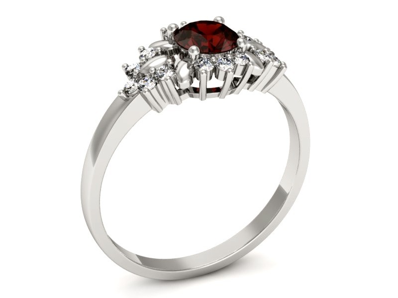 Pierścionek z granatem i brylantami białe złoto - p16195bgr — zdjęcie 3