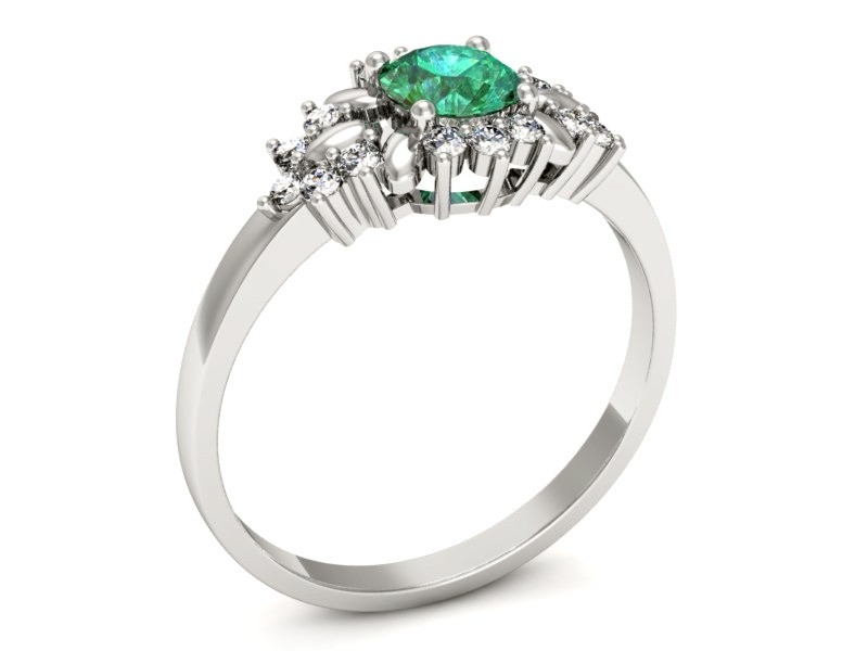 Złoty pierścionek ze szmaragdem i brylantami - p16195bsm — zdjęcie 3