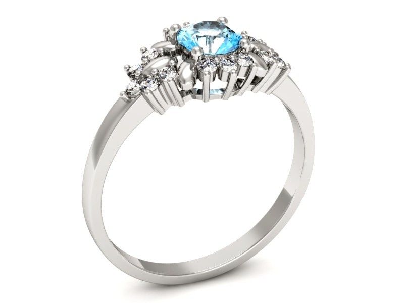 Pierścionek z topazem i brylantami białe złoto - p16195btp — zdjęcie 3