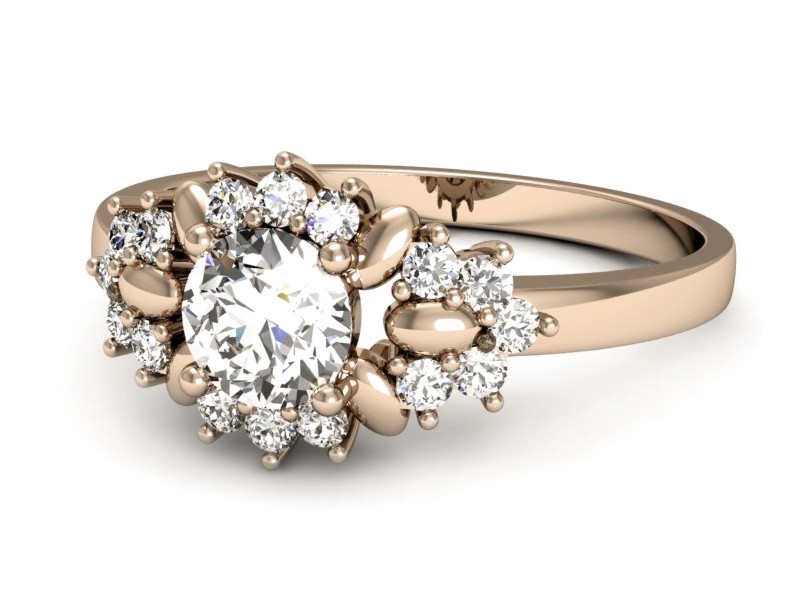 Złoty pierścionek z brylantami różowe złoto - p16195c — zdjęcie 2