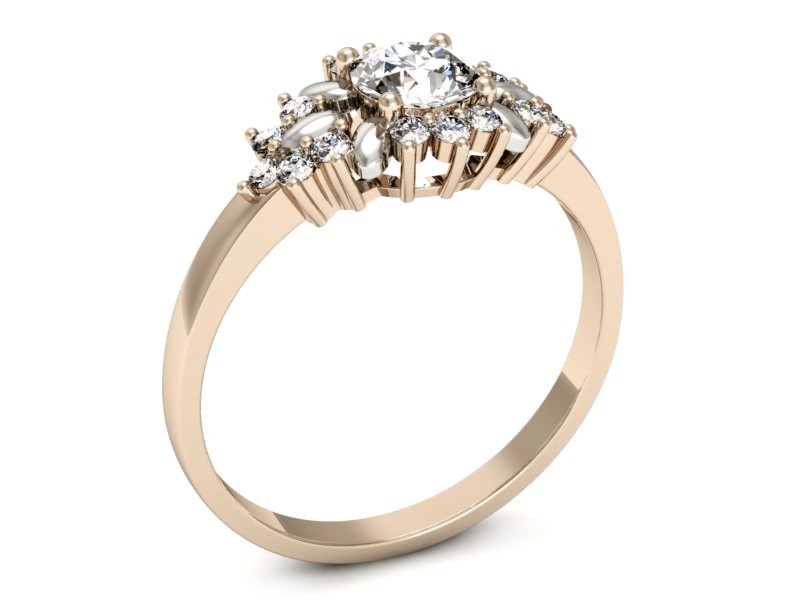 Złoty pierścionek różowe złoto z brylantami - p16195crod — zdjęcie 3