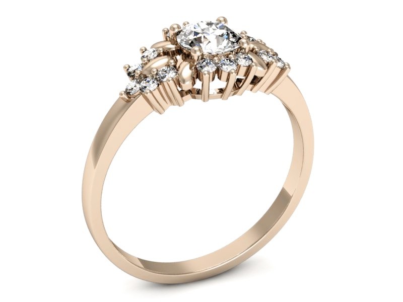 Złoty pierścionek z brylantami różowe złoto - p16195cV — zdjęcie 3