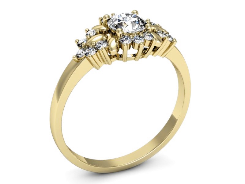 Złoty pierścionek z brylantami żółte złoto - p16195z — zdjęcie 3