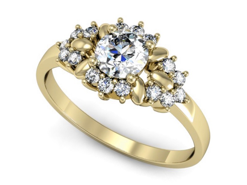 Złoty pierścionek z brylantami żółte złoto - p16195z