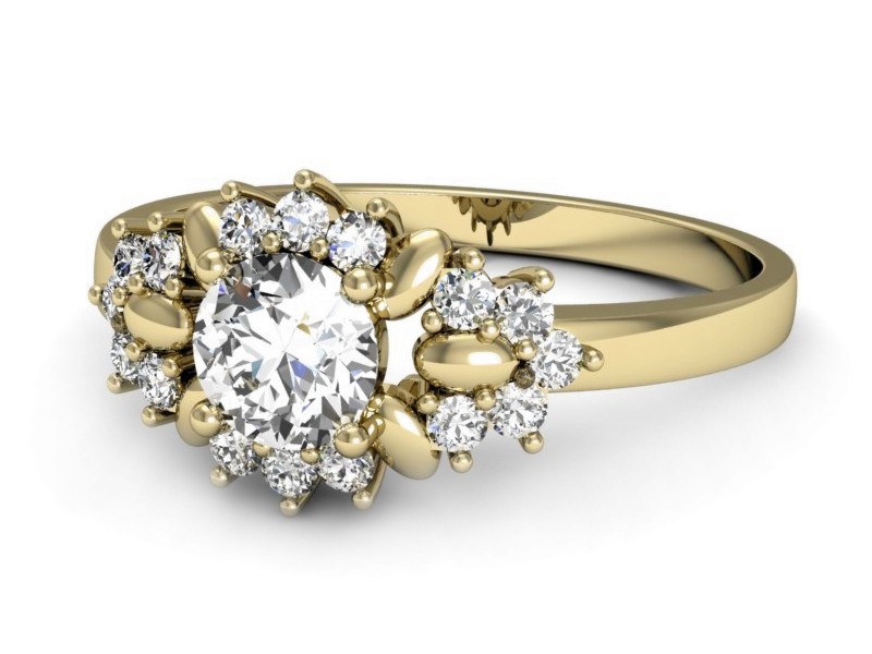 Złoty pierścionek z brylantami żółte złoto - p16195z — zdjęcie 2