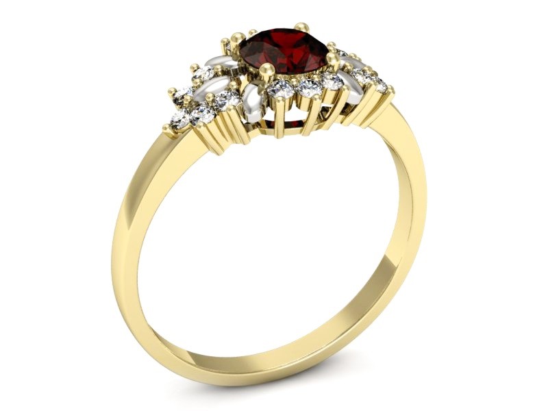 Pierścionek z granatem i diamentami - p16195zrodgr — zdjęcie 3
