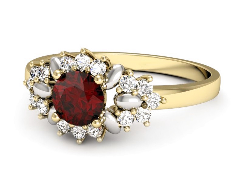 Pierścionek z granatem i diamentami - p16195zrodgr — zdjęcie 2