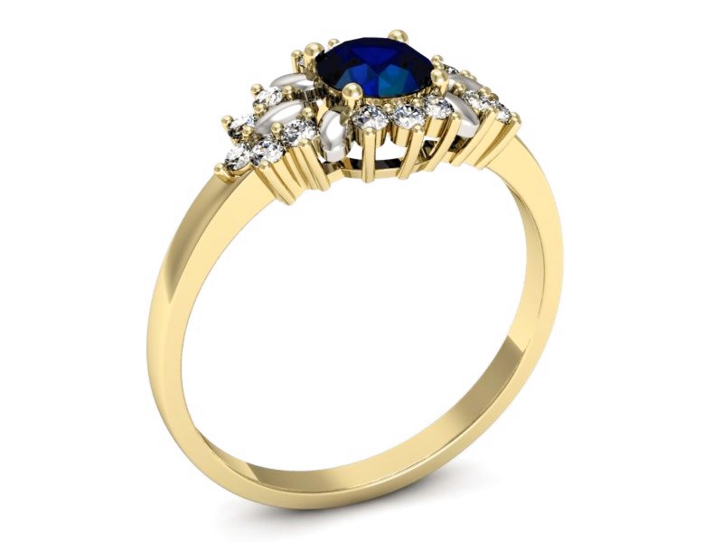 Pierścionek z szafirem i diamentami - p16195zrodsz — zdjęcie 3