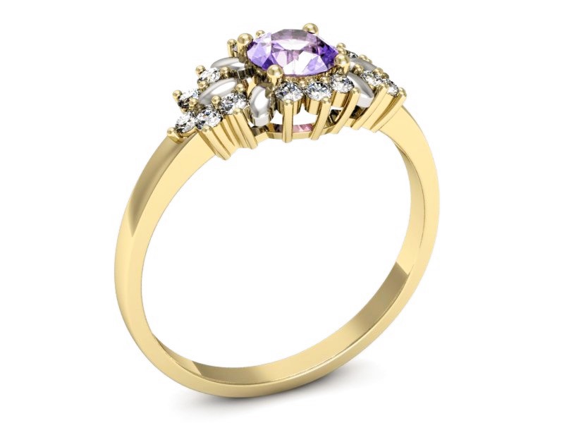 Pierścionek tanzanit i diamenty żółte złoto - p16195zrodt — zdjęcie 3