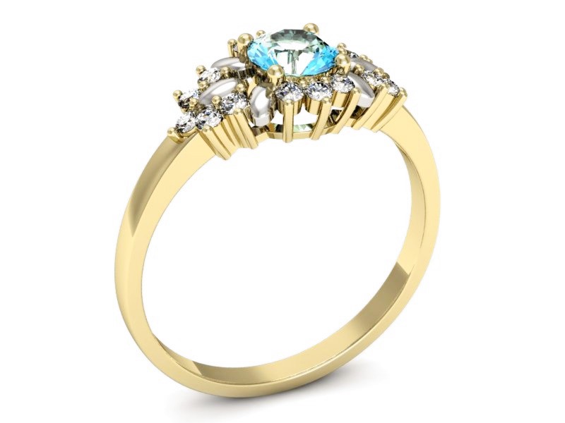 Złoty pierścionek z topazem i brylantami - p16195zrodtp — zdjęcie 3