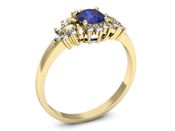 Złoty pierścionek z szafirem i diamentami - p16195zszc - 3