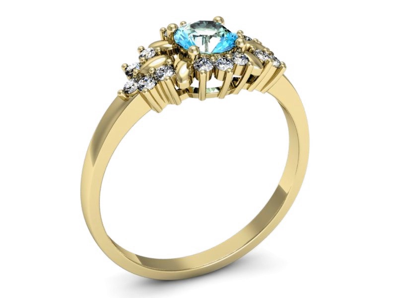Pierścionek z topazem i brylantami żółte złoto - p16195ztp — zdjęcie 3