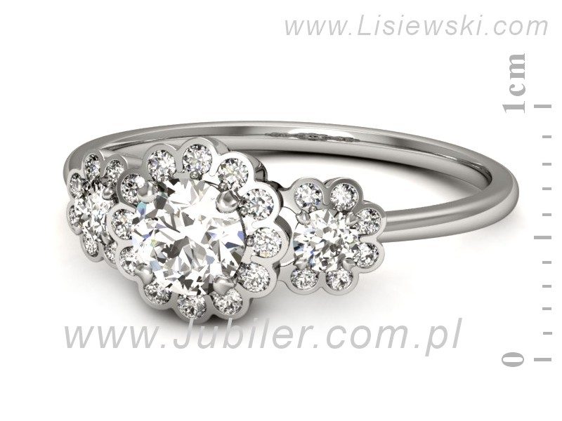 Złoty pierścionek z brylantami białe złoto - p16196b — zdjęcie 2