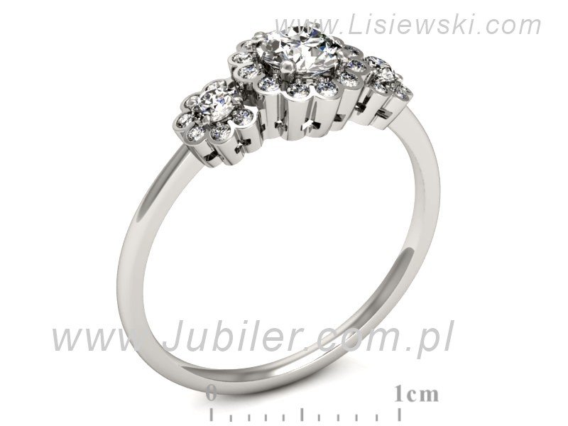 Złoty pierścionek z brylantami białe złoto - p16196b — zdjęcie 3