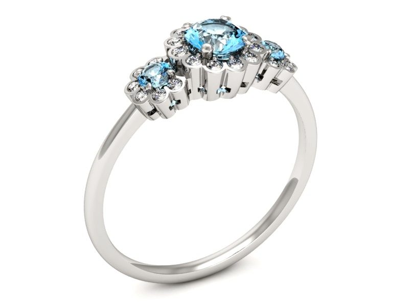 Pierścionek z topazami i brylantami białe złoto - p16196ba — zdjęcie 3