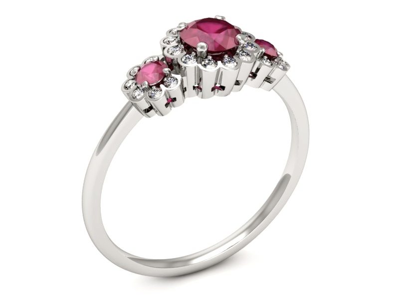 Pierścionek z rubinami i brylantami białe złoto - p16196br — zdjęcie 3