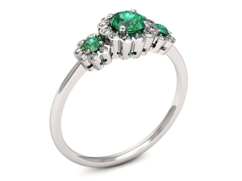 Złoty pierścionek ze szmaragdem i brylantami - p16196bsm — zdjęcie 3