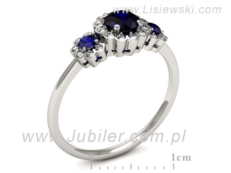 Złoty pierścionek ze spinelami i brylantami - p16196bsp — zdjęcie 3