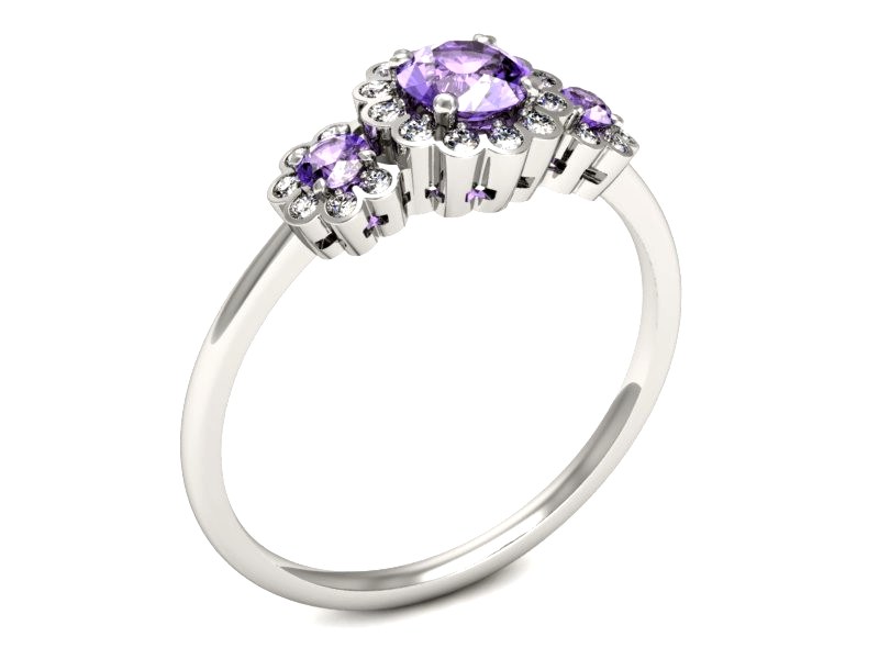 Złoty pierścionek z tanzanitami i brylantami - p16196bt — zdjęcie 3