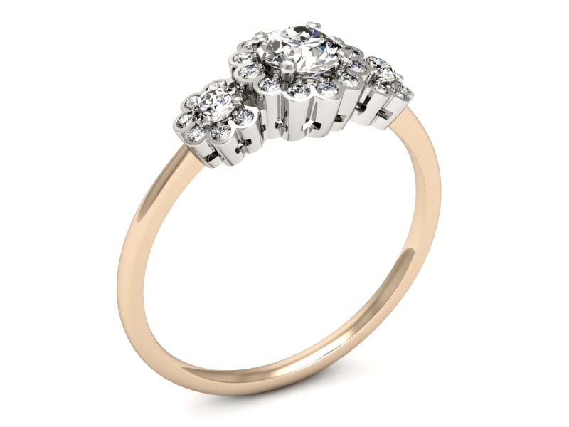 Pierścionek z brylantami białe różowe złoto - p16196cb — zdjęcie 3