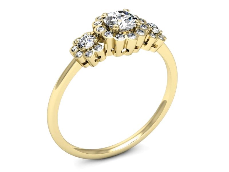 Złoty pierścionek z diamentami żółte złoto - p16196z — zdjęcie 3