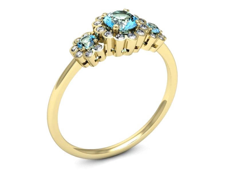 Pierścionek z topazami i brylantami żółte złoto - p16196za — zdjęcie 3