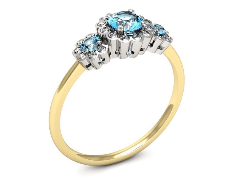 Złoty pierścionek z topazami i brylantami - p16196zba — zdjęcie 3