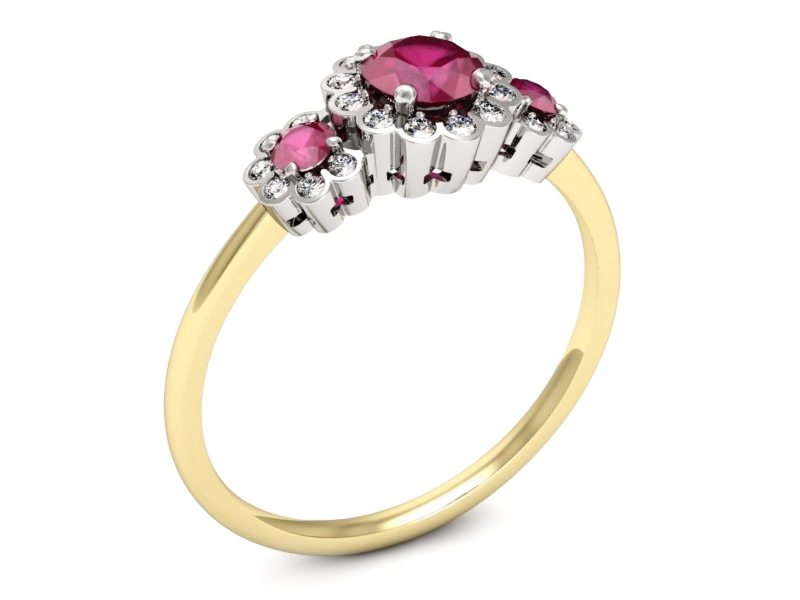 Pierścionek z rubinami i brylantami - p16196zbr — zdjęcie 3